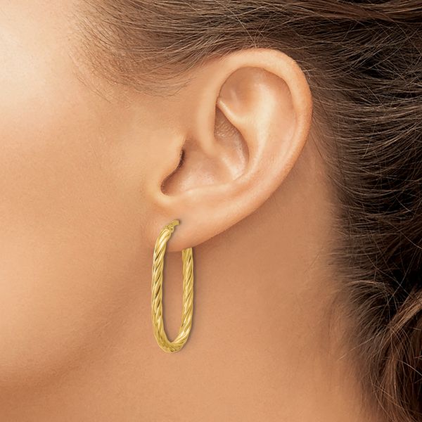 Leslie's 14K Polished Twisted Oval Hoop Earrings - Image 3