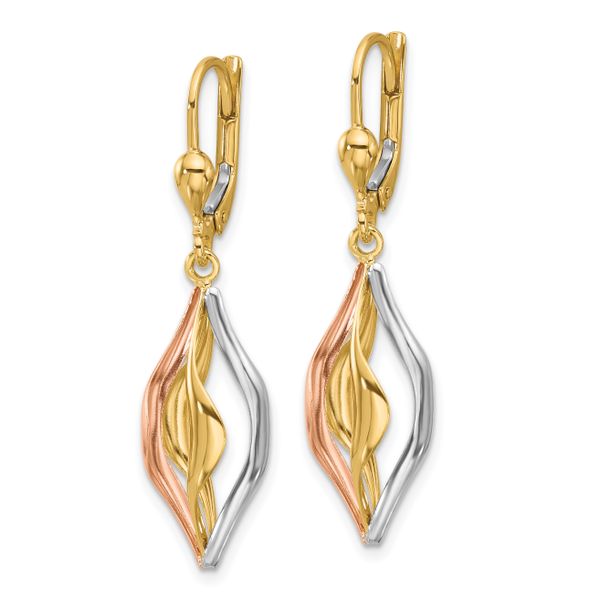 Leslie's 14K Tri-Color Polished Dangle Leverback Earrings - Image 2
