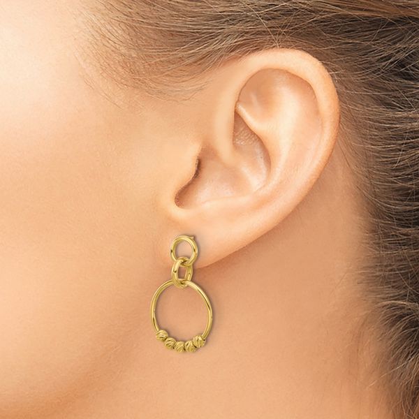 Leslie's 14K Polished and Diamond-cut Dangle Post Earrings - Image 3