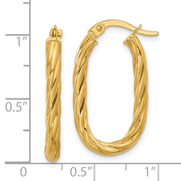 Leslie's 14K Polished Twisted Oval Hoop Earrings - Image 4