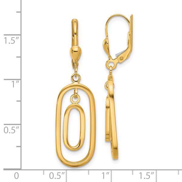 Leslie's 14K Polished Ovals Dangle Leverback Earrings - Image 4