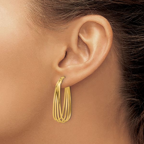 Leslie's 14K Polished Oval Hoop Earrings - Image 3