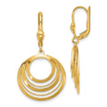 Leslie's 14K Polished and Diamond-cut Circles Dangle Leverback Earrings
