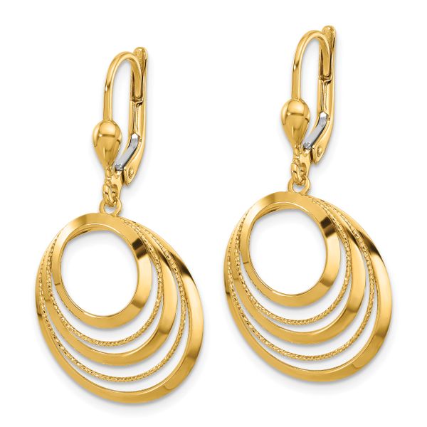 Leslie's 14K Polished and Diamond-cut Circles Dangle Leverback Earrings - Image 2