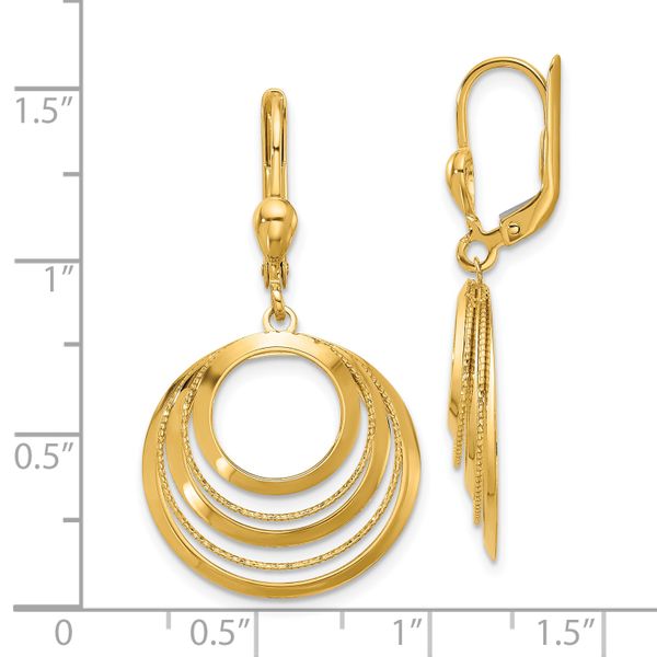 Leslie's 14K Polished and Diamond-cut Circles Dangle Leverback Earrings - Image 4
