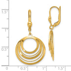 Leslie's 14K Polished and Diamond-cut Circles Dangle Leverback Earrings - Image 4