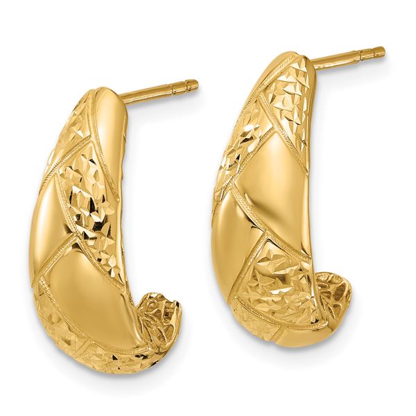 Leslie's 14K Polished and Diamond-cut J-Hoop Earrings - Image 2