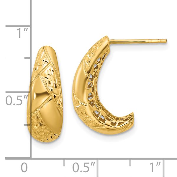 Leslie's 14K Polished and Diamond-cut J-Hoop Earrings - Image 4