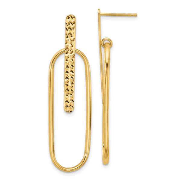 Leslie's 14K Polished and Diamond-cut Oval Dangle Post Earrings