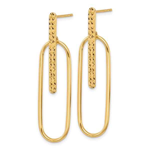 Leslie's 14K Polished and Diamond-cut Oval Dangle Post Earrings - Image 2