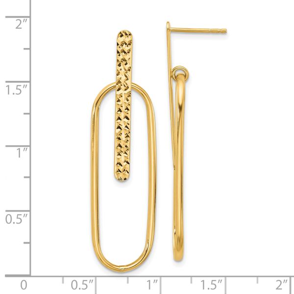 Leslie's 14K Polished and Diamond-cut Oval Dangle Post Earrings - Image 4