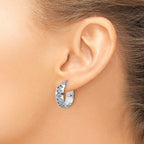 Leslie's 14K White Gold Polished and Brushed Fancy Hoop Earrings - Image 3