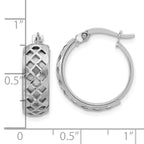 Leslie's 14K White Gold Polished and Brushed Fancy Hoop Earrings - Image 4