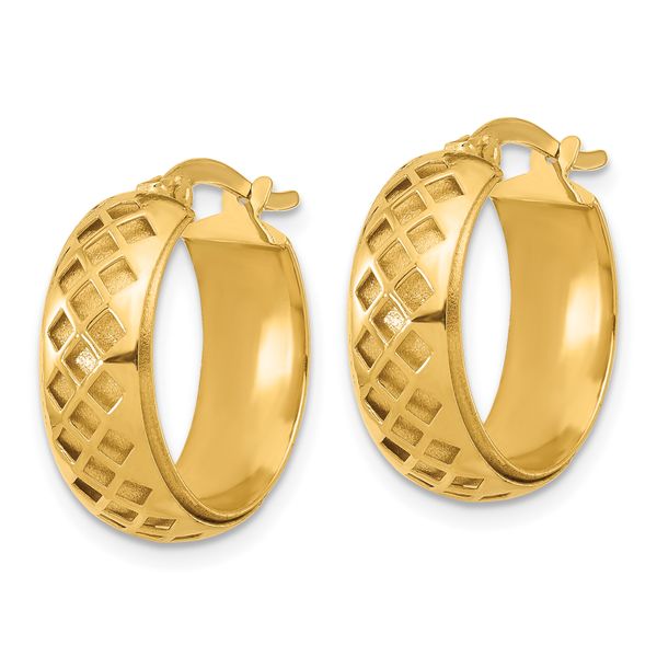 Leslie's 14K Polished and Brushed Fancy Hoop Earrings - Image 2