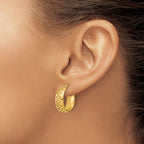 Leslie's 14K Polished and Brushed Fancy Hoop Earrings - Image 3