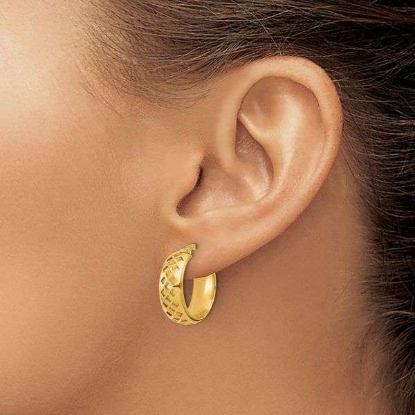 Leslie's 14K Polished and Brushed Fancy Hoop Earrings - Image 3