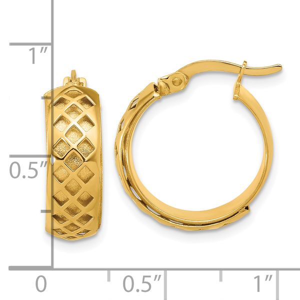 Leslie's 14K Polished and Brushed Fancy Hoop Earrings - Image 4