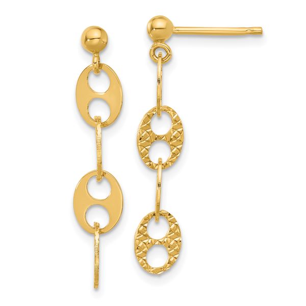 Leslie's 14K Polished and Textured Fancy Link Dangle Earrings