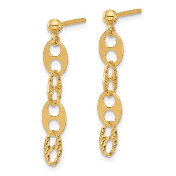 Leslie's 14K Polished and Textured Fancy Link Dangle Earrings - Image 2