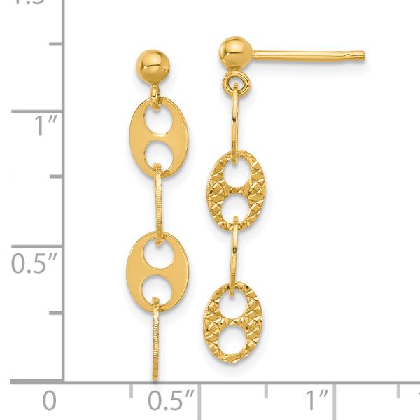 Leslie's 14K Polished and Textured Fancy Link Dangle Earrings - Image 4