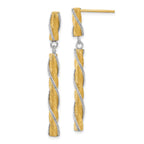 Leslie's 14K Two-tone Polished/Satin/Dia-cut Post Dangle Earrings