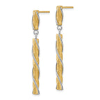 Leslie's 14K Two-tone Polished/Satin/Dia-cut Post Dangle Earrings - Image 2
