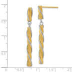 Leslie's 14K Two-tone Polished/Satin/Dia-cut Post Dangle Earrings - Image 4