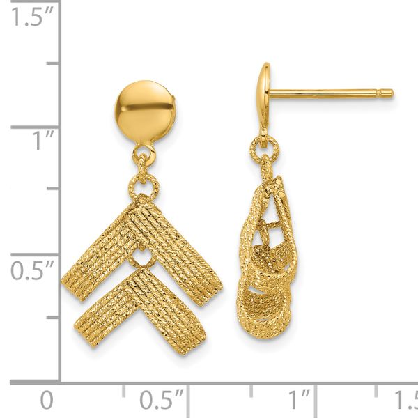 Leslie's 14K Polished and Textured Fancy Dangle Post Earrings - Image 4