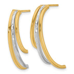 Leslie's 14K w/Rhodium Polished and D/C 3-Row Drop Post Earrings - Image 2