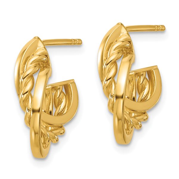Leslie's 14K Polished Twisted J-Hoop Post Earrings - Image 2