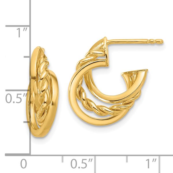 Leslie's 14K Polished Twisted J-Hoop Post Earrings - Image 4