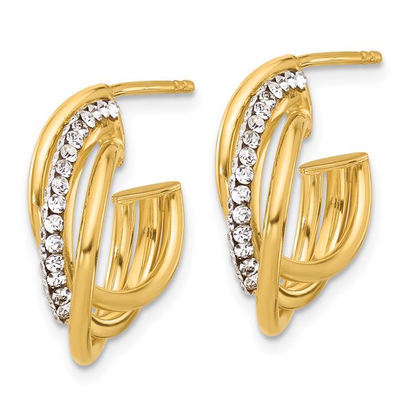 Leslie's 14K Polished Crystal J-Hoop Post Earrings - Image 2