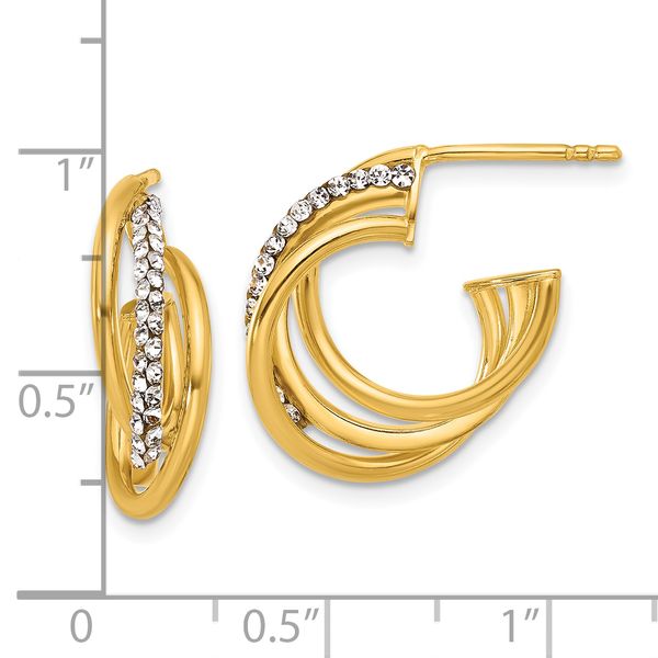 Leslie's 14K Polished Crystal J-Hoop Post Earrings - Image 4