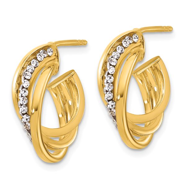 Leslie's 14K Polished Crystal J-Hoop Post Earrings - Image 2