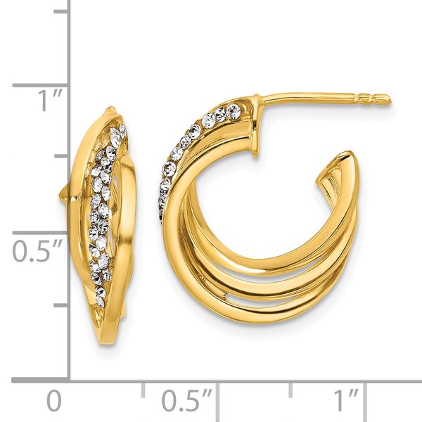 Leslie's 14K Polished Crystal J-Hoop Post Earrings - Image 4