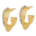 Leslie's 14K Polished Crystal J-Hoop Post Earrings - Image 2