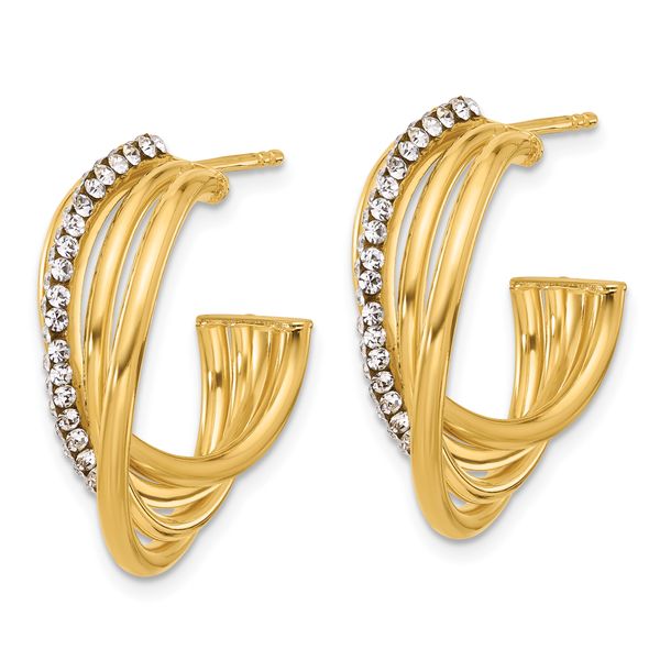 Leslie's 14K Polished Crystal J-Hoop Post Earrings - Image 2