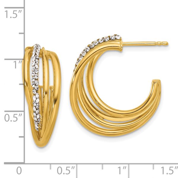 Leslie's 14K Polished Crystal J-Hoop Post Earrings - Image 4