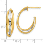 Leslie's 14K W/Wht Rhodium Polished / Diamond-cut J-Hoop Post Earrings - Image 4