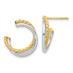 Leslie's 14K W/White Rhodium Polished and Twisted Post Earrings
