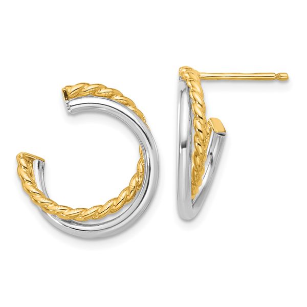 Leslie's 14K W/White Rhodium Polished and Twisted Post Earrings