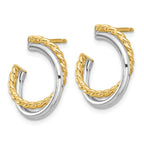 Leslie's 14K W/White Rhodium Polished and Twisted Post Earrings - Image 2