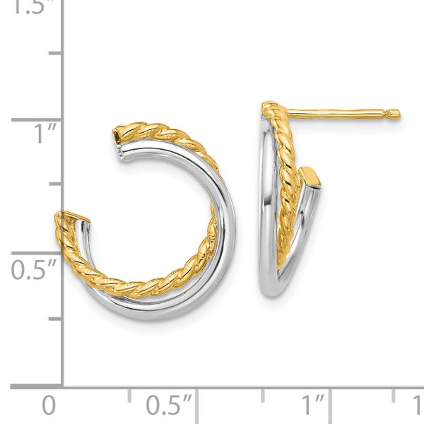 Leslie's 14K W/White Rhodium Polished and Twisted Post Earrings - Image 4