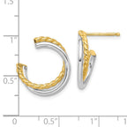 Leslie's 14K W/White Rhodium Polished and Twisted Post Earrings - Image 4