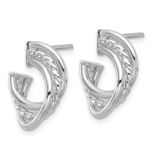 Leslie's 14K w/Wht RH-plating Polished and Twisted Post Earrings - Image 2