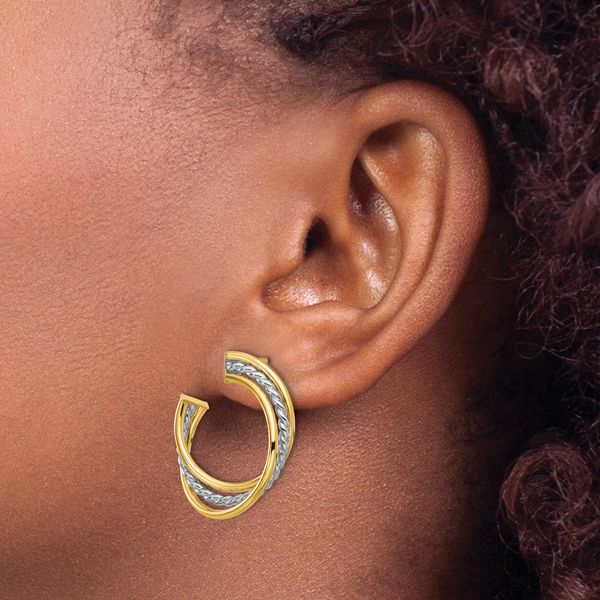 Leslie's 14K w/White Rhodium Polished and Post Earrings - Image 3