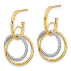 Leslie's 14K w/Rhodium Polished/Twisted Circles J-Hoop Post Earrings - Image 2