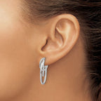 Leslie's 14K w/White RH-plating Polish/ Twisted Oval J-Hoop Earrings - Image 3