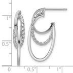 Leslie's 14K w/White RH-plating Polish/ Twisted Oval J-Hoop Earrings - Image 4