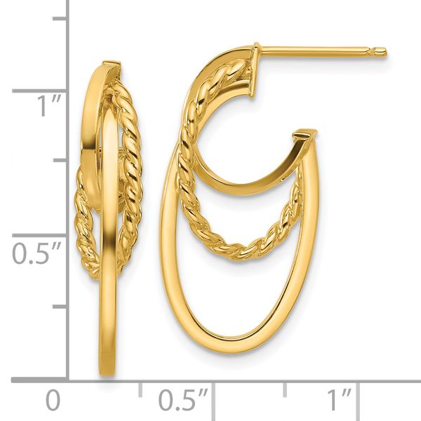 Leslie's 14K Polished and Twisted Oval J-Hoop Post Earrings - Image 4